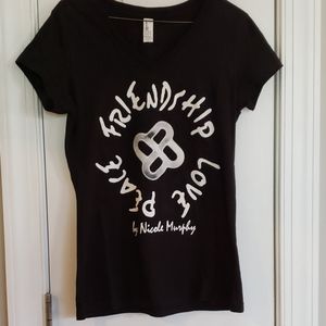 Nicole Murphy V-neck Black Tshirt Size L